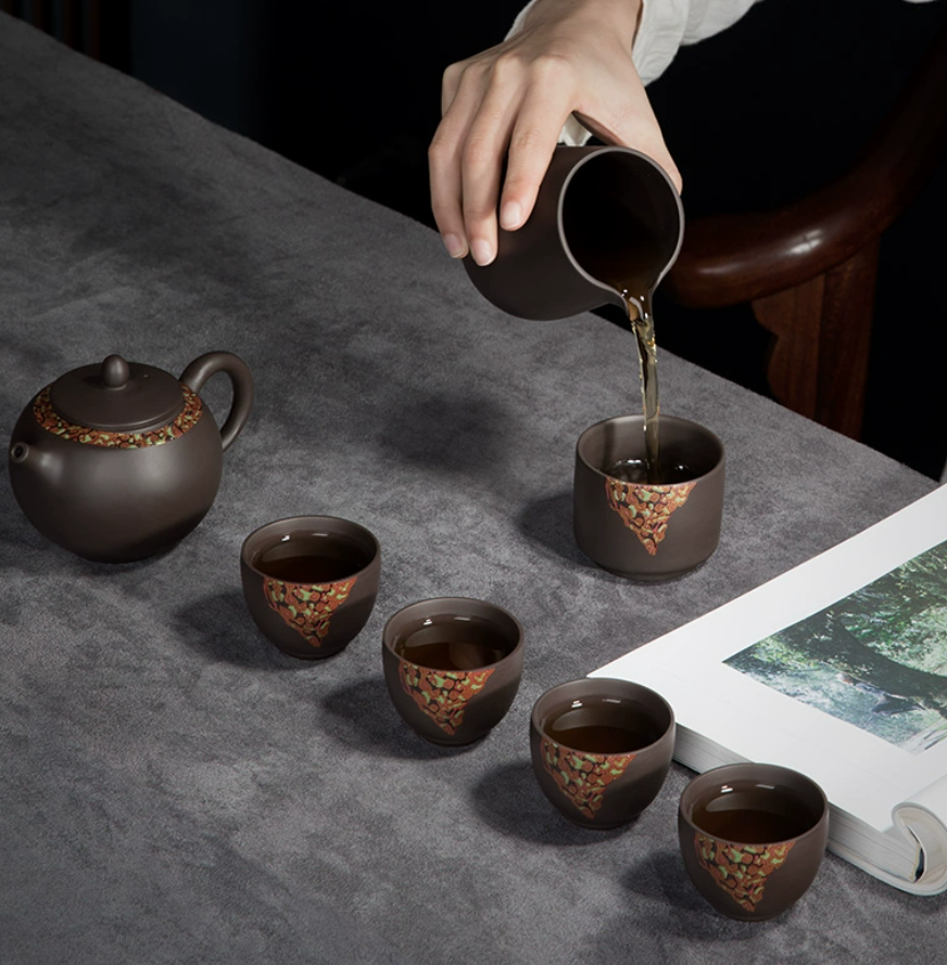 Type-H  中国宜兴紫砂茶具-溢彩系列套装 Yixing Purple Teapot Set - Radiant Series  （请勿购买，这是额外送给您的礼物！） (Please do not purchase, this is a gift for you!)