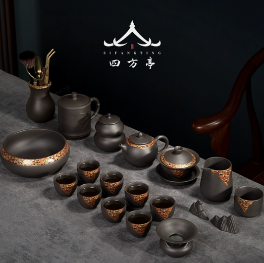 Type-H  中国宜兴紫砂茶具-溢彩系列套装 Yixing Purple Teapot Set - Radiant Series  （请勿购买，这是额外送给您的礼物！） (Please do not purchase, this is a gift for you!)