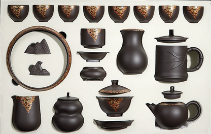Type-H  中国宜兴紫砂茶具-溢彩系列套装 Yixing Purple Teapot Set - Radiant Series  （请勿购买，这是额外送给您的礼物！） (Please do not purchase, this is a gift for you!)