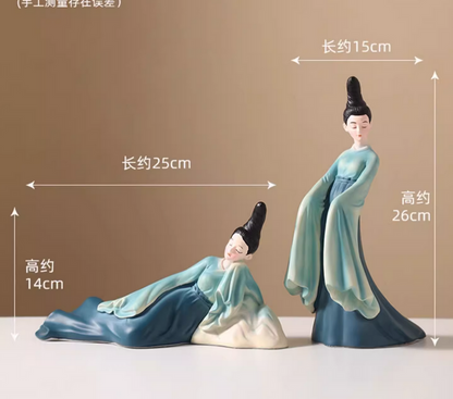 Type-D－只此青绿 新中式仕女摆件宋式美学（请勿购买，这是额外送给您的礼物！） Type D - The Journey of a Legendary Landscape Painting: New Chinese Style Lady Ornament with Song Dynasty Aesthetics (Please do not purchase, this is an extra gift for you!)